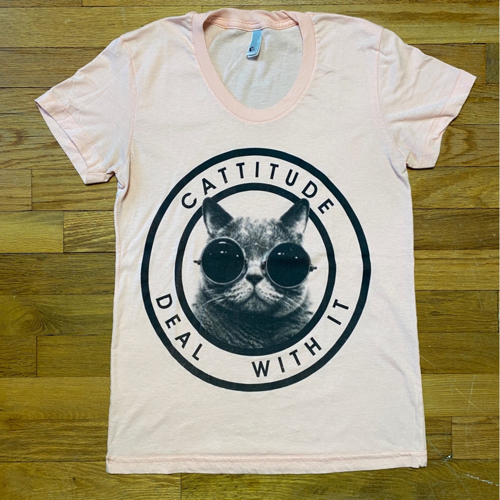 “Cattitude Deal With It” tee size L